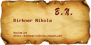 Birkner Nikola névjegykártya